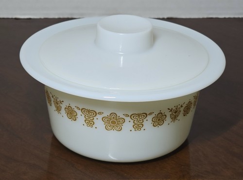 Pyrex vtg gold butterfly - pyrex,